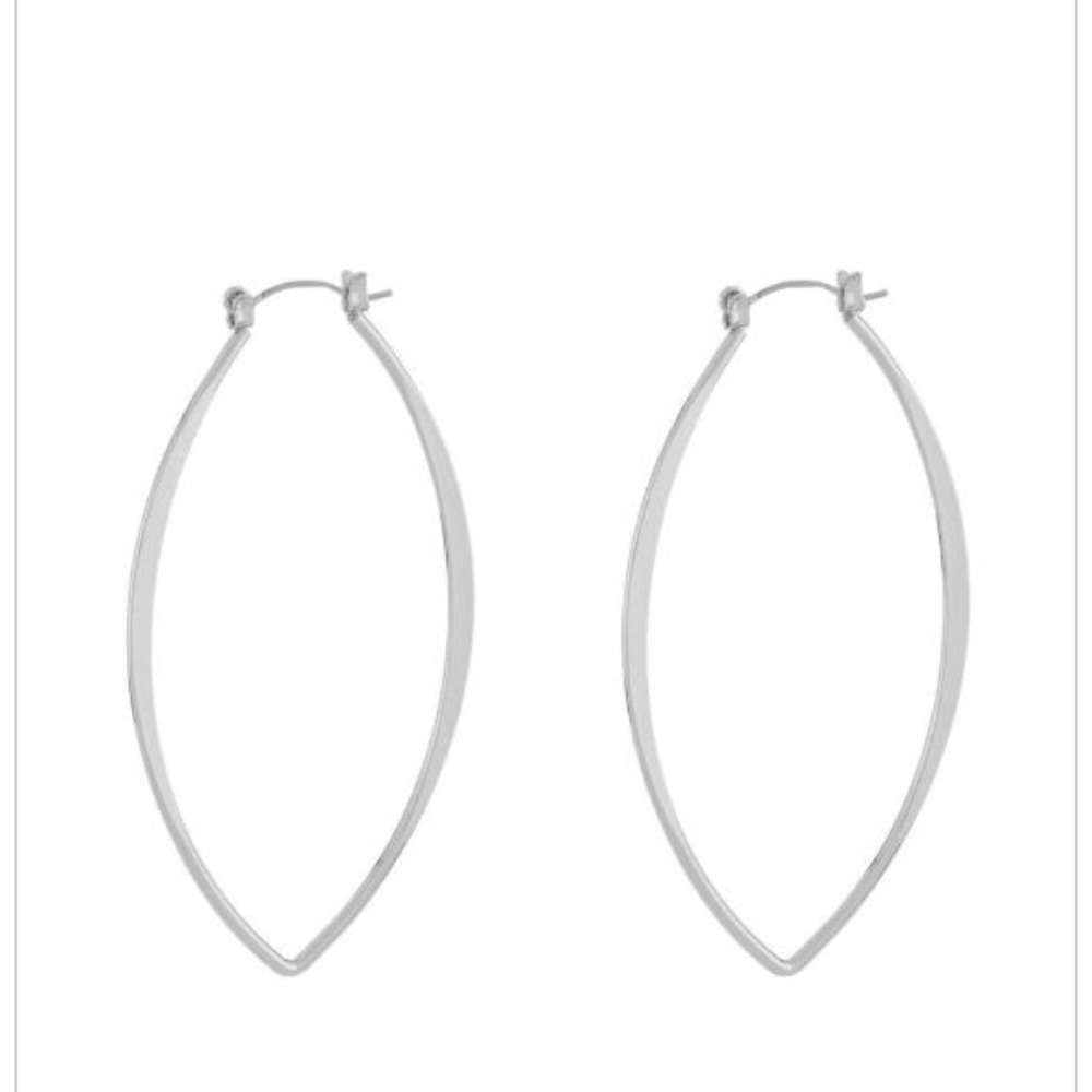 Tahari Silvertone Elliptical Hoop Earrings